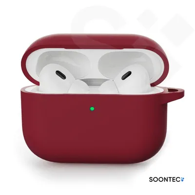 Produktbild von SOONTEC Kopfhörer-Schutzhülle Weinrot SOONTEC Hülle für AirPods Pro 3. Generation Case mit Karabiner-Ring