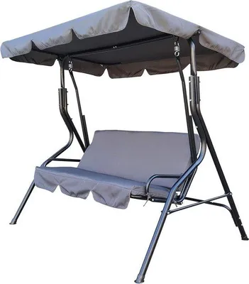 Produktbild von Famanu Schaukelliege 3 Personen - Gartenschaukel grau 153 x 110 x 170 cm