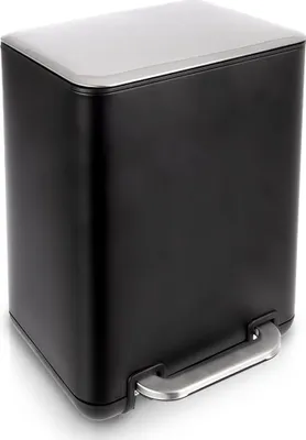 Obrázek produktu pro Orion | Odpadkový koš - Kovový - 20 l - Odpadkový koš s pedálem - Černý se stříbrnou - Odpadkový koš - ideální do koupelny, ložnice