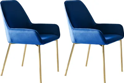 Produktbild von SalesFever Polsterstuhl 2er Set | Armlehnstuhl in Samt-Optik | Gestell Metall goldfarben | B 56 x T 54 x H 90 cm | blau