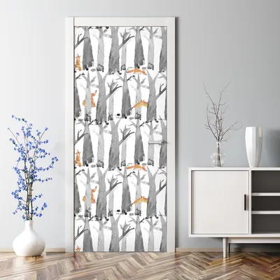 Produktbild von Dekorative Tür Wandaufkleber Wandtattoo selbstklebend dekoration Vogelkräne & Blumen 70 x 200 cm