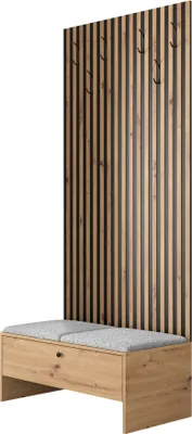 Produktbild von MIRJAN24 Garderoben-Set Balma IV, Unterschrank mit Lamellen, 2x Gepolstertes Paneel 42x42 (Farbe: Artisan Eiche / Artisan eiche + Schwarz, Abriamo 06)