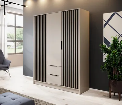 Produktbild von Masseno Drehtürenschrank NELIANA 155/200/51 cm 3-türig Schlafzimmer Schrank Kleiderschrank Kaschmir