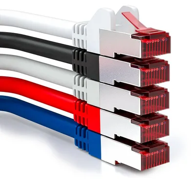 Produktbild von deleyCON 1m CAT6 Patchkabel RJ45 S/FTP PIMF, 5 Stück - Mehrfarbig