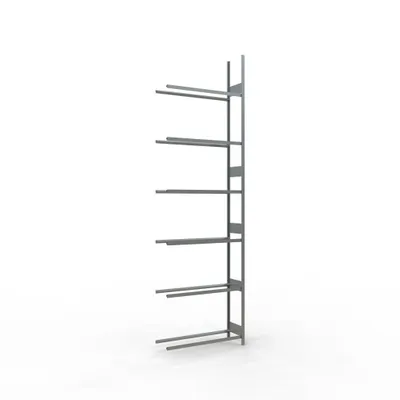 Produktbild von Räderanbauregal 4500x1300x400 mm - 6 Ebenen á 1300 mm, verzinkt