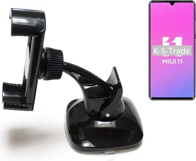 Produktbild von K-S-Trade kompakte Handy-Halterung Windschutzscheibe kompatibel mit Xiaomi Mi Note 10 Lite Armaturenbrett schwarz Autohalterung KFZ Halter