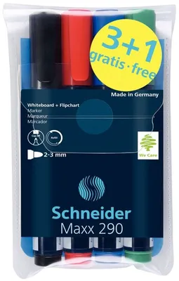 Produktbild von Boardmarker Maxx 290, 2-3 mm, 4er Etui, schwarz, blau, rot, grün.