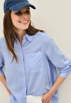 Produktbild von CECIL Hemdbluse 'Gestreifte Hemdbluse', B345833, deep pastel blue, Gr. M
