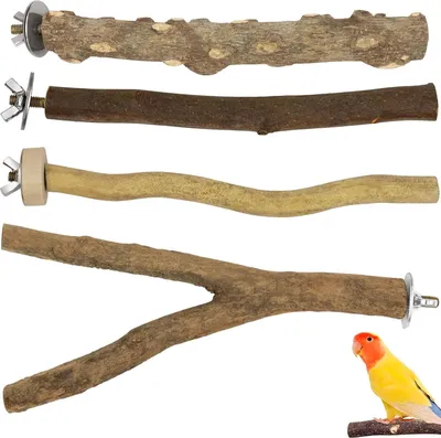 Produktbild von Set aus natürlichen Sitzstangen für Vögel - Vogelzubehör - 4 Stück - Holz