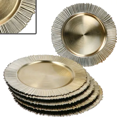 Produktbild von 6x Platzteller Kairo Gold Ø33cm Dekoteller leicht Kunststoff Weihnachten