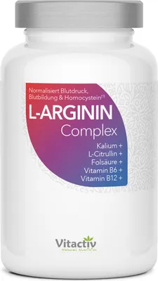 Produktbild von ARGININ COMPLEX, natürlicher Nährstoffkomplex, L-Arginin hochdosiert, für Durchblutung, Herz, Kreislauf und sexuelle Vitalität - Nahrungsergänzungsmittel