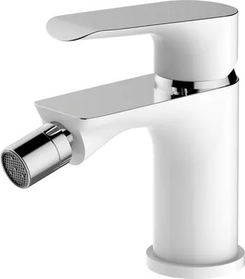 Immagine prodotto di Miscelatore bidet verticale di design con tappo cromato bianco