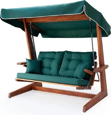 Produktbild von Casa Padrino Luxus Hollywood Schaukel Grün / Braun - Wetterfeste Garten Schaukel mit Sonnendach - Garten Möbel - Terrassen Möbel - Luxus Möbel - Luxus Garten Einrichtung