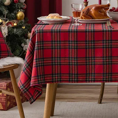Produktbild von Tischdecke Weihnachten Kariert Rot 140 x 260 cm Polyester