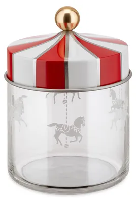 Vorratsglas mit Stoffbanddeckel, 75 cl, Siebdruckglas, rund