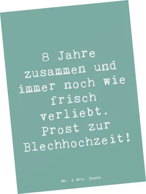 Produktbild von Mr. & Mrs. Panda Ansichtskarte Spruch 8. Hochzeitstag Blechhochzeit - Meeresbrise - Geschenk, Ansichtskarten, Liebe feiern, Beständigkeit, Postkarte, Postkarten, Heirat