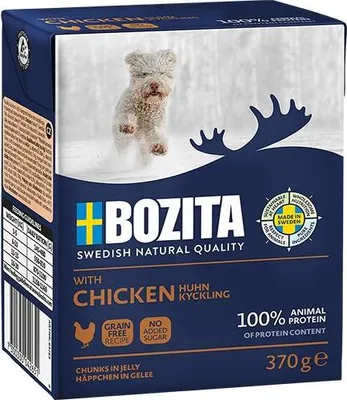 Produktbild von BOZITA Nasses Hundefutter Stückchen in Gelee Huhn 370 g
