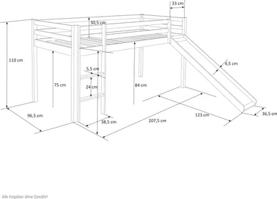 Image de Hochbett Spielbett Kinderbett Rutsche Vorhang rot 90x200 Jugendbett Kiefer
