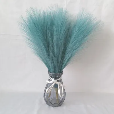 Zdjęcie produktu dla Sztuczne pióra pampasowe, dekoracja, 10 sztuk, 43-45 cm, puszyste, niebieskie