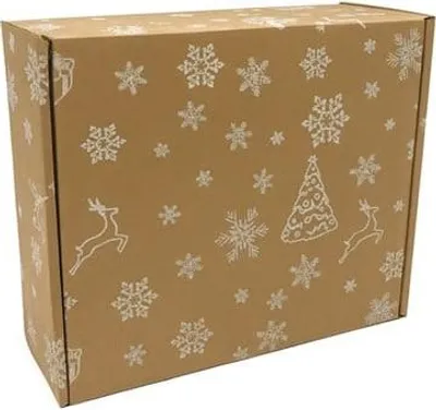 Zdjęcie produktu dla Karton Świąteczny 305x270x110mm Śnieżynki Renifery