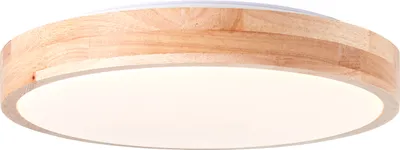 Produktbild von BRILLIANT moderne LED Deckenleuchte SLIMLINE |  Deckenlampe mit nachhaltigem Holz | Ø  34cm | 14W 1300 Lumen 3000 - 4000 Kelvin durch Wandschalter einstellbar | Metall/Holz/Kunststoff
