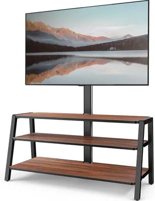 Produktbild von Famanu TV-Standfuß für 37-70 Zoll Fernseher - Höhenverstellbar mit Holzregalen