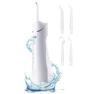 Produktbild von Munddusche, 3-Gang-Wasserflosser für den Heimgebrauch, IPX7, 800 mAh, 4 Düsen, 300 ml, Einstellbarer Wasserdruck, Geeignet für die Mundpflege