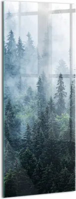 Produktbild von Designer Glasbild - Wandbild - Glas Bild - 50x125 cm - Neblige Berglandschaft