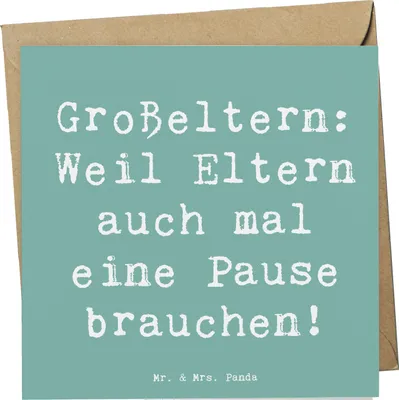 Produktbild von Mr. & Mrs. Panda Klappkarte Spruch Großeltern Pause - Meeresbrise - Geschenk, einzigartige Designs, Familienunterstützung, faltkarte, Geschenke, doppelkarte, anlasskarte