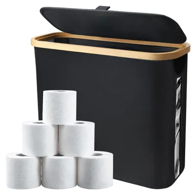 Aufbewahrungskorb 23L für Toilettenpapier, Schwarz, 35 cm