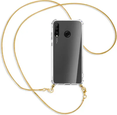 Produktbild von Handykette Backcover-Schutzhülle mit Band (Metall goldfarben) für Huawei P30 Lite - goldfarbene Kette Snake