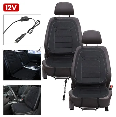 Productafbeelding van Eikuavons: 2 stuks verwarmde autostoelverwarmers, 50x100 cm, universeel, voor voorstoelen, 12V, 2 warmtestanden met thermische beveiliging, zwart