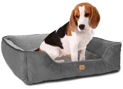 Produktbild von Hundebett Hundekorb Hundekissen 85 x 70 cm Waschbar & Rutschfest Happy MILO M Grau ib style®