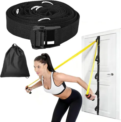 Produktbild von Türanker für Widerstandsbänder, für Heimtraining, Set mit Aufbewahrungstasche, schwarz