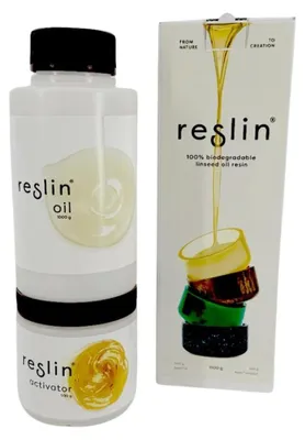 Produktbild von Reslin pflanzliches Gießharz Set - 1kg Öl & 500g Aktivator transparent