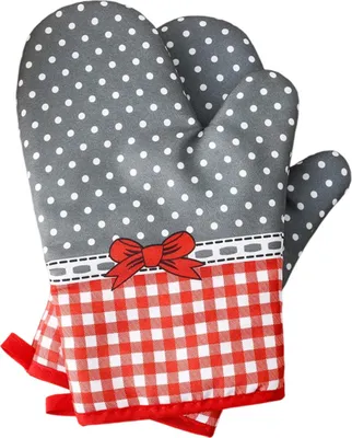 Produktbild von Feuerfeste Grillhandschuhe, Topflappen aus Baumwolle. Ofenhandschuhe zum Schutz der Hände. Einheitsgröße im 2er-Pack. 28 cm.