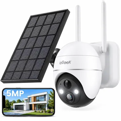 Produktbild von 5MP PTZ überwachungskamera Aussen WLAN Solar Kamera mit Solarpanel 4DBi WLAN Antenne Alexa Kamera