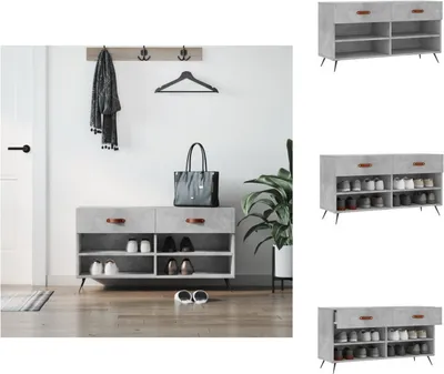 Immagine prodotto di vidaXL Panca per scarpe in cemento grigio 102x35x55 cm materiale a base di legno - Scarpiere e armadietti