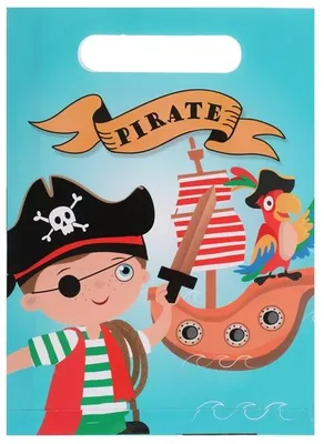 Produktbild von Mitgebseltüten für Kindergeburtstag mit Piraten-Motiv 10 Stück 16,5 x 23 cm