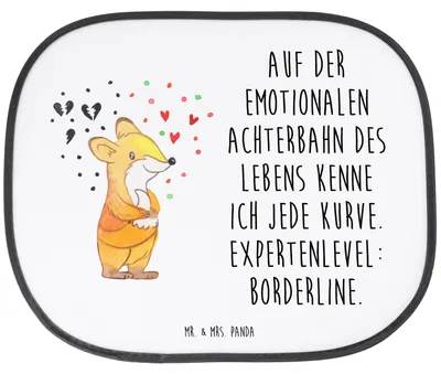 Produktbild von Mr. & Mrs. Panda autofenster sonnenschutz Fuchs Borderline - Weiß - Geschenk, Sonnenblende Auto, seitenscheiben, BPS, Borderline-Persönlichkeitsstörung, saugnapf
