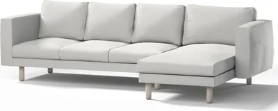 Produktbild von Dekoria Bezug für Norsborg 4-Sitzer Sofa mit Recamiere, hellgrau, Norsborg Bezug für 4-Sitzer Sofa mit Recamiere