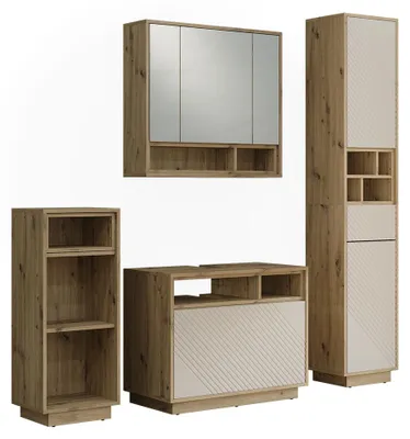 Produktbild von Badmöbel-Set Vicco Beatrice Cashmere/Artisan-Eiche 4-teilig, Model 61320