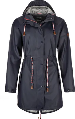 Produktbild von FRIESEN Friesennerz Damen Regenjacke "Oh! Nass'is!" II mit Innenfutter - Regenmantel Outdoorjacke Regenparka wasserdicht modisch tailliert in Blau Größe 36/38