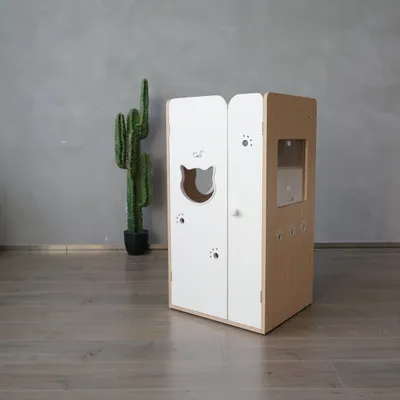 Produktbild von CatS Design Katzenklo hochwertig Holz Katzentoilette Schrank mit Streumatte A6