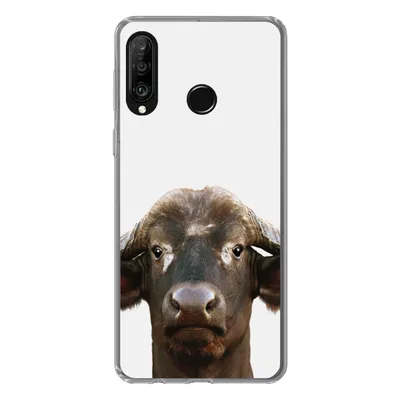 Produktbild von MuchoWow® Handyhülle Schutzhülle Hülle für Huawei P30 Lite Büffel - Wasserbüffel - Kopf - Kuh - Hörner - Jungen - Mädchen Silikon Softcase Handy Hülle - Handyhülle