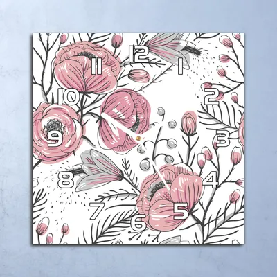 Produktbild von Deko Glasuhr Wanduhr 30x30 Pastell Rosen Kunst Quarz Küchenuhr Bürouhr