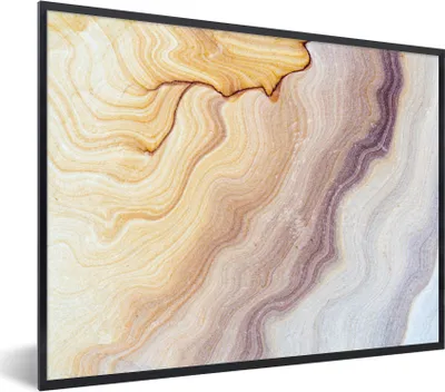 Produktbild von MuchoWow® Gerahmtes Poster Marmor - Textur - Sandstein - Gold - Marmoroptik 40x30 cm - Poster mit Schwarzem Bilderrahmen Wandposter Rahmen Foto Bilder - Kunstposter - Wanddekorationen