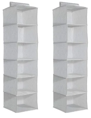 Produktbild von 2er-Set Kleiderschrank-Organizer aus Stoff – 2 x 6 Fächer, hängende Stoffregale für Kleiderschränke – 30 x 30 x 126 cm, Hängeaufbewahrung in Grau