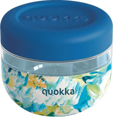 Produktbild von Quokka, Lebensmittelbehälter 500ml Pfingstrosen Motiv mit rutschfestem Deckel, Blau