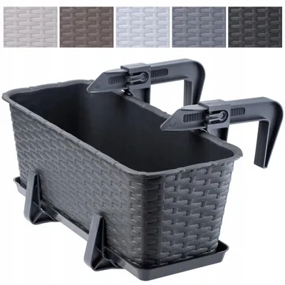 Produktbild von KADAX Balkontopf mit Untersatz "Frette", Balkonkasten mit Griffen, 40cm, Anthrazit